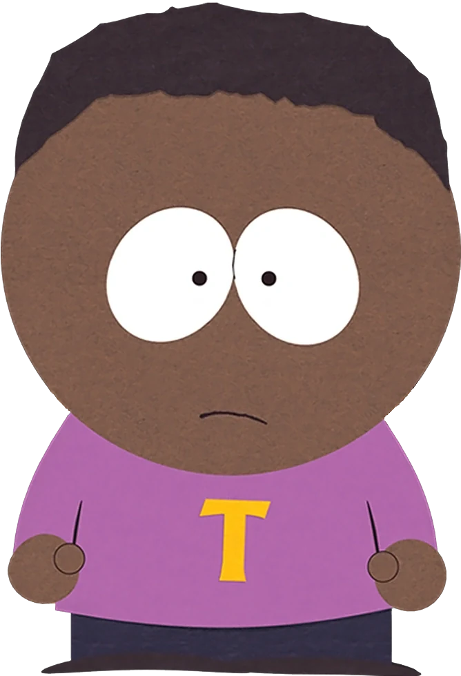 Tolkien Black with dark hair and a purple shirt bearing a yellow T